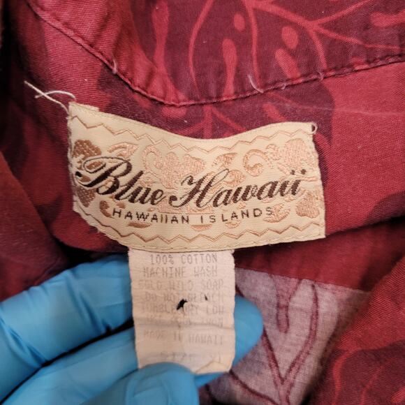 VTG 80s Blue Hawaii Scenic Border Print Aloha Shirt Mens XL Made in Hawaii USA - Picture 4 of 5